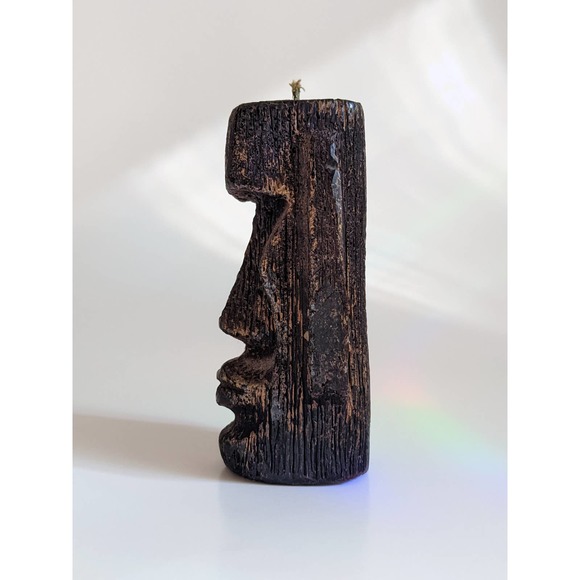 Vintage Tiki Candle, Easter Island Stone Head, Moai Statue Candle, 60's 70's - Picture 2 of 10